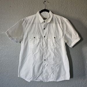 Magellan Shirt Mens White Fish Gear Relaxed Fit Button Down Outdoors Medium